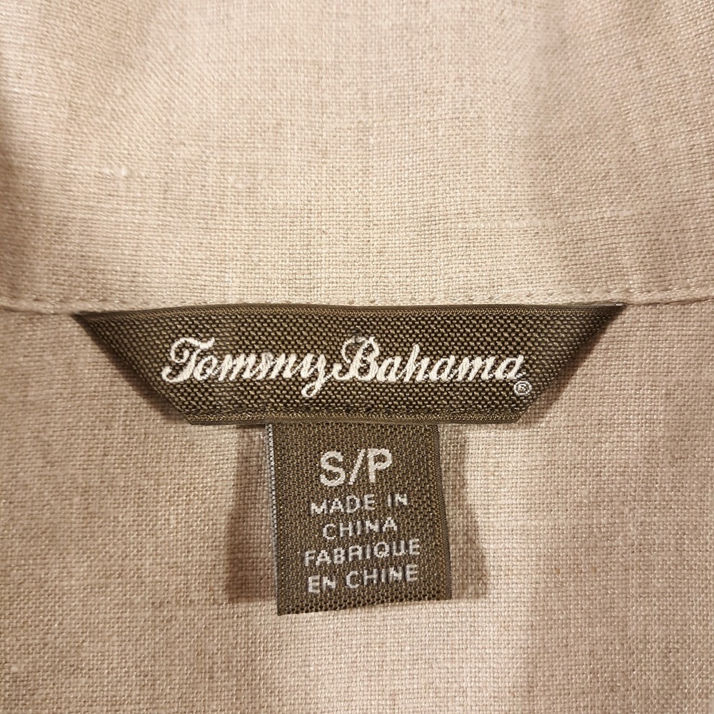 Tommy Bahama Two Palms Linen Shirt Jacket Womens Small Raw Edge Button Up Beige - Picture 3 of 10